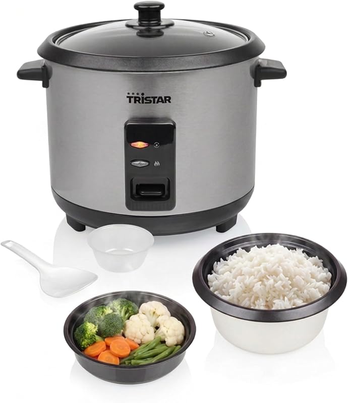 Olla Arrocera, 1,5 L de Capacidad, Carcasa de Acero Inoxidable, Bandeja de Vapor, Apagado Automático, Función Mantener Caliente, 500 W, RK-6145