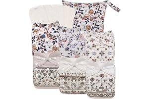babygoal Boho Cloth Diapers Pack of 13, Baby Reusable Washable Pocket Nappy, 6pcs Diapers+6pcs Rayon from Bamboo Inserts+Wet Bag,6FG49-MB-B