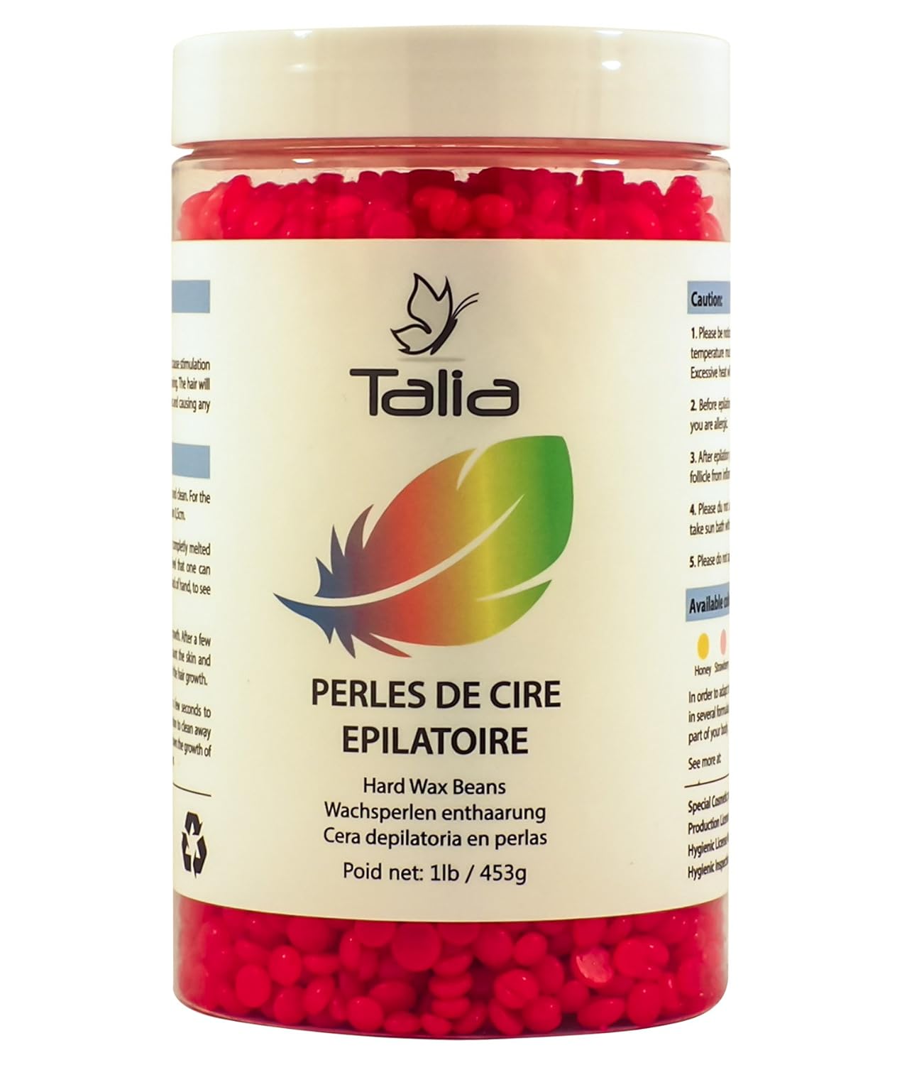Talia Hair Removal Hard Wax Beans 453gr 1lb Waxing Legs