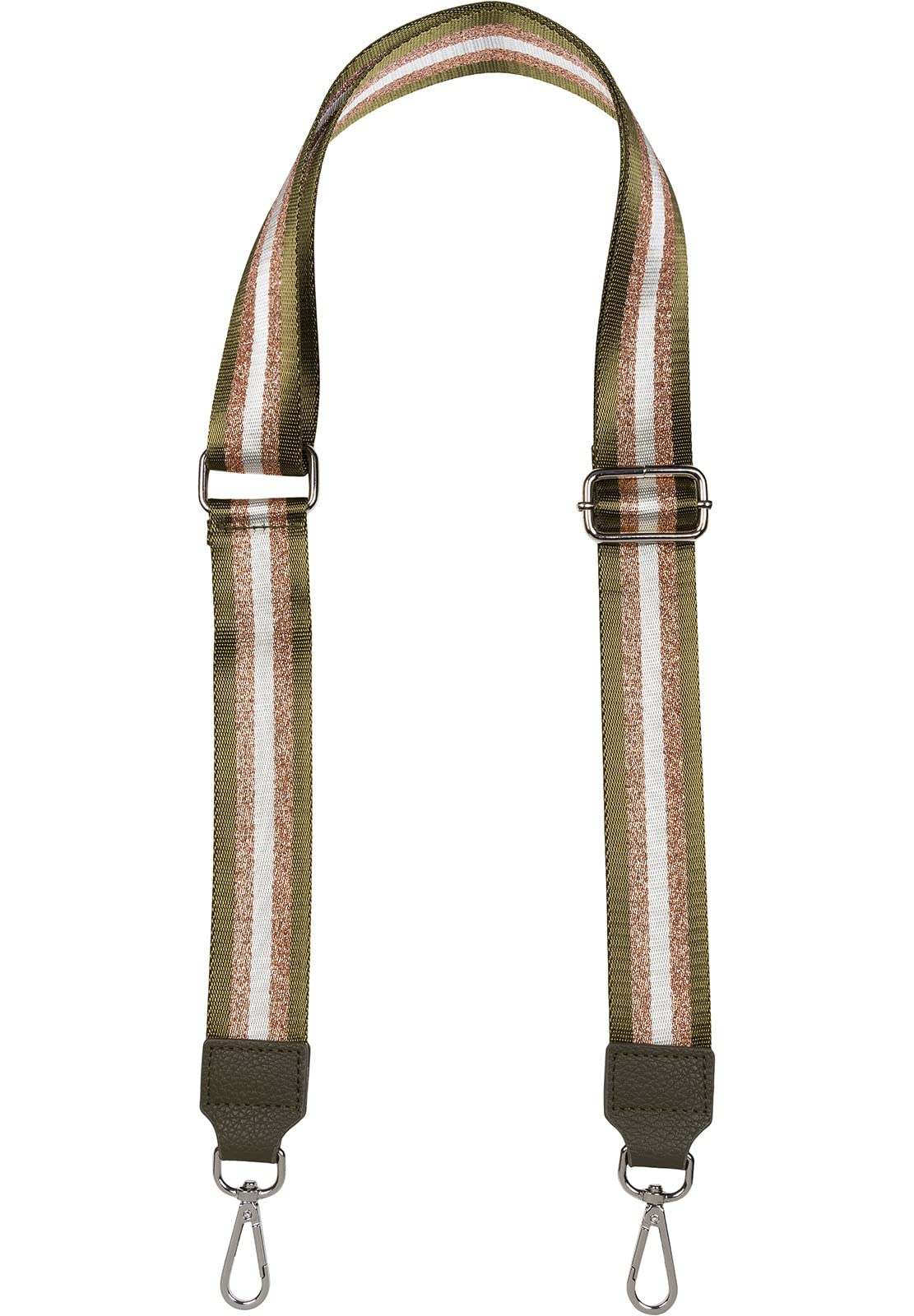 styleBREAKER Bag shoulder strap adjustable with metallic stripe pattern, changeable bag strap, mobile phone strap, mobile phone chain 02013028, Colour:Olive-rosegold