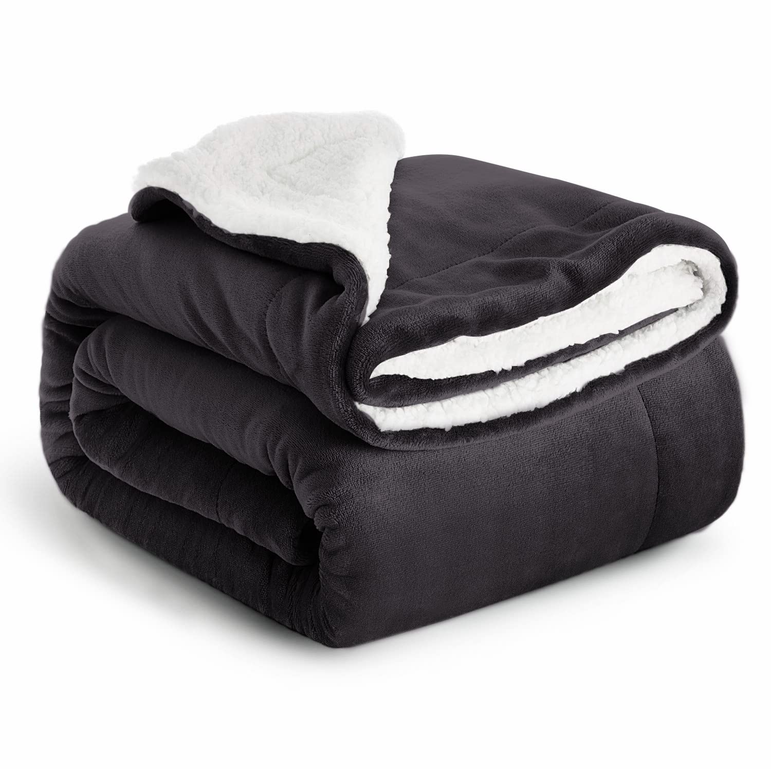 IR Imperial Rooms Sherpa Fleece Blanket Bed Throws Blankets For Sofas Soft Fluffy Thick Blanket Reversible Microfiber Throw (Black, Twin/Double (150 x 200 Cm)) — image 1