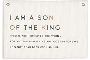 Lacama Christian Wall Decor for Boys Room,Baby Boys Nursery Decor,Bible Verse Wall Linen Hanging Banner Flags,I Am The Son of A King Neutral Wall Decor,Birthday Christmas Gift 30x20 Inch
