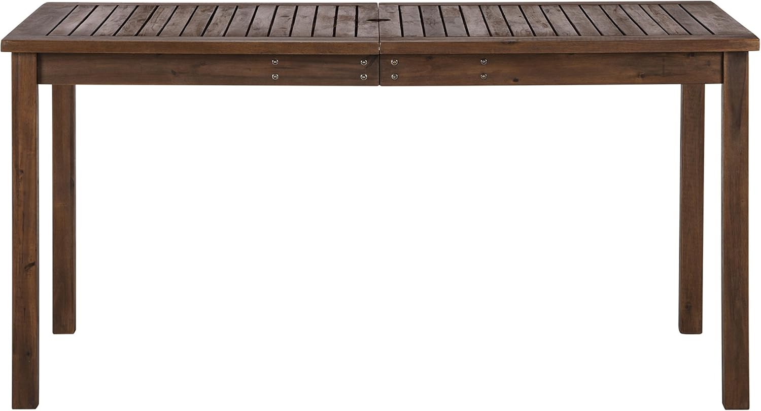 Walker Edison Dominica Contemporary Slatted Outdoor Dining Table, 34 Inch, Dark Brown : Garden & Outdoor