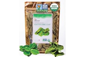 INCAS 100% USDA Organic Kaffir Lime Leaves 0.53 oz First & Only Thai Kaffir Lime Original Authentic Thai Flavor & Citrus Arom