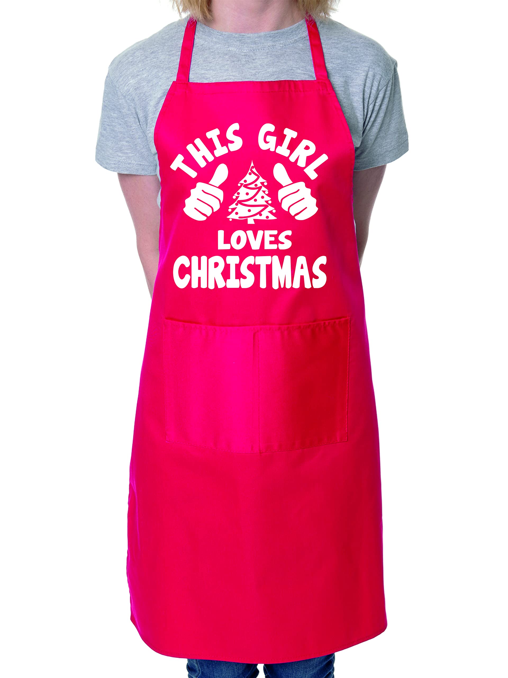 Print4U This Girl Loves Christmas Santa Xmas BBQ Cooking Novelty Apron Red