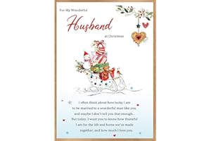 HEJOYN Christmas Card for Husband, Merry Christmas Cards & Gifts for Husband from Wife, Romantic Xmas Card from Wife