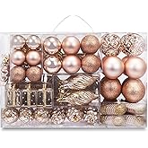 Luxtea Christmas Balls Tree Ornament Set Shatterproof Assorted Hanging Decorations in a Hand-held Gift Package for Xmas Tree Decor(72ct, Champange)