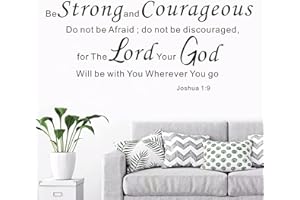 AnFigure Be Strong and Courageous Wall Art, Scripture Wall Decals, Quotes Bedroom Family Bible Verse Faith Prayer Church Biblical Christian Religious Lord Jesus Home Art Decor Vinyl Stickers 23"x10"