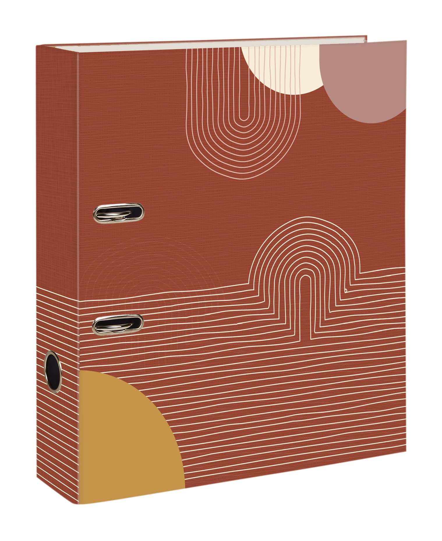 Clairefontaine 116074C - A Lever Arch File in Warm Colours and Geometric Shapes - Back 70mm - A4 Maxi - Home Office - Size 26 x 32 cm - Terracotta Collection
