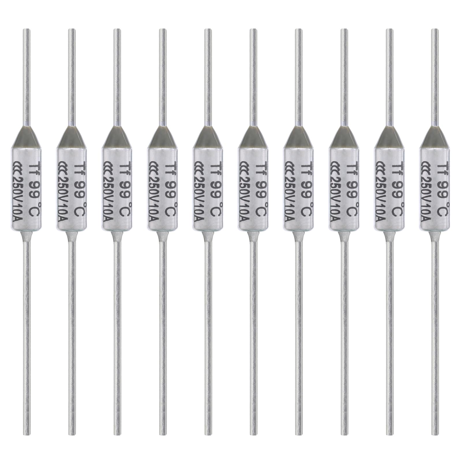 ALLECIN 10PCS Thermal Fuse 99 Degrees Celsius 10A 250V AEC99E Temperature Fuses Cutoffs 10Amp 250Volt 99℃ Fusible