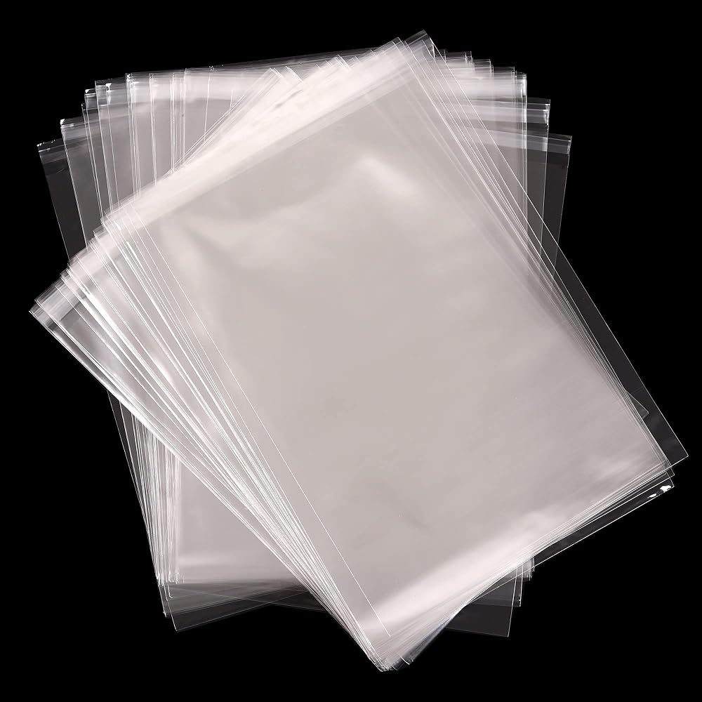 LEUOSO A4 Clear Self-Adhesive Cellophane Bags 100pk 22x30CM Food Safe Display
