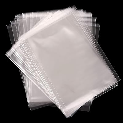 LEUOSO A4 Clear Self-Adhesive Cellophane Bags 100pk 22x30CM Food Safe Display