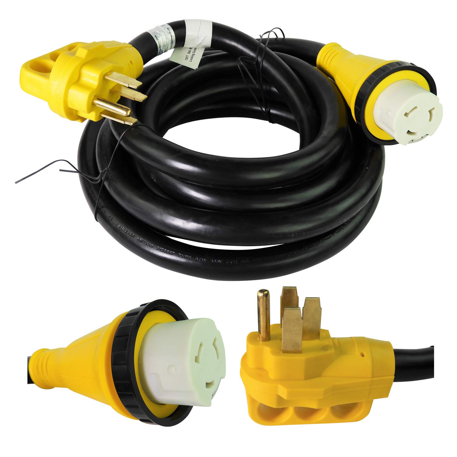 Leisure Cords 15' Power/Extension Cord with 50 AMP Male