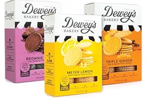 Dewey's Bakery Meyer Lemon, Brownie Crisp & Triple Ginger Moravian Cookie Thins Variety Pack, Bakery Fresh with Real Simple Ingredients, Low Calorie Snack, No Artificial Flavors, 9oz (Pack of 3)