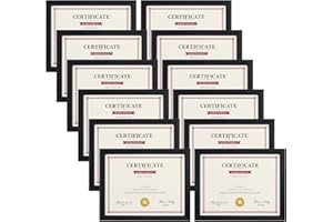Giftgarden Black 8.5x11 Picture Frame Set of 12, Multi 8.5 x 11 Frames Bulk for Award Certificate Document Diploma, Wall or T