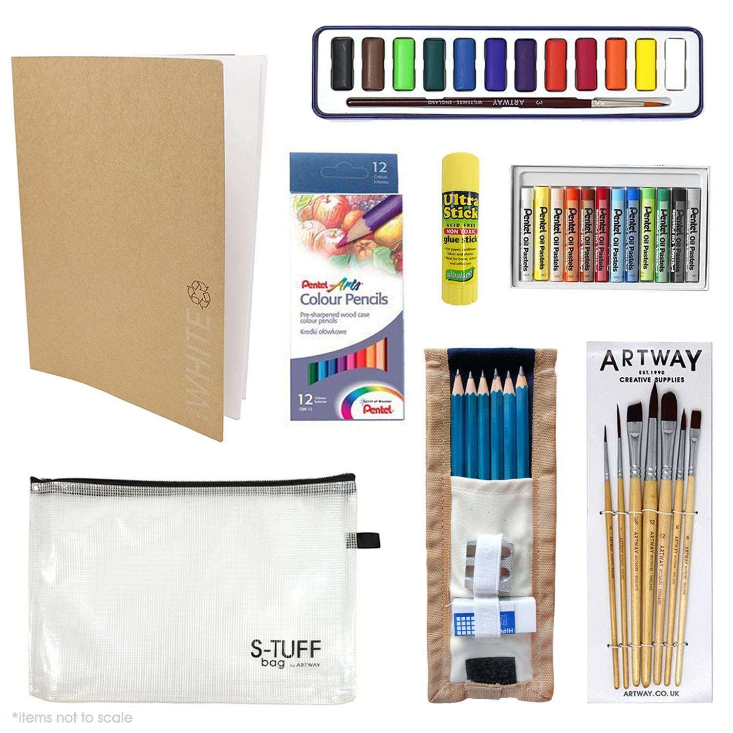 Artway Essentials Art Kit/GSCE Course Kit – Back to School – Ideal starter art set for GCSE students studying creative/art courses