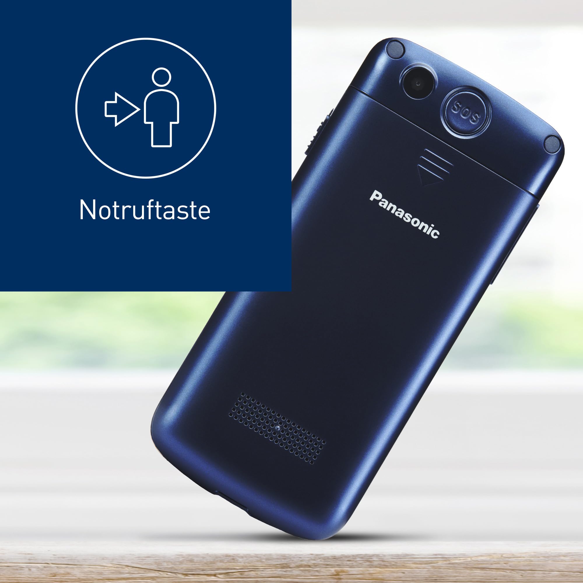 Panasonic KX-TU110EXC, 2G Seniorenhandy ohne vertag (Dual-SIM, Taschenlampenfunktion, große Tasten, Hörgerätekompatibel, SOS-Funktion) Blau