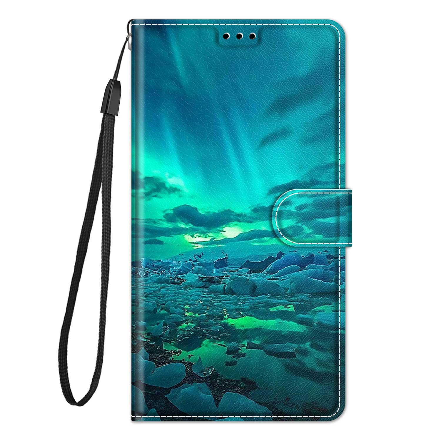 Grandoin Compatible with Xiaomi Redmi Note 12 Pro Plus Case, PU Leather Shockproof Flip Cover Wallet Case with Magnetic Closure Stand Card Holder ID Slot Folio Soft TPU Bumper Skin (Green Light)