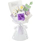 Piklado Handmade Crochet Rose Daisy as a Gift for Lover, Family,Friends. Crochet Bouquet, Crocheted Yarn Flowers, Artificial Flower Finished Bouquet