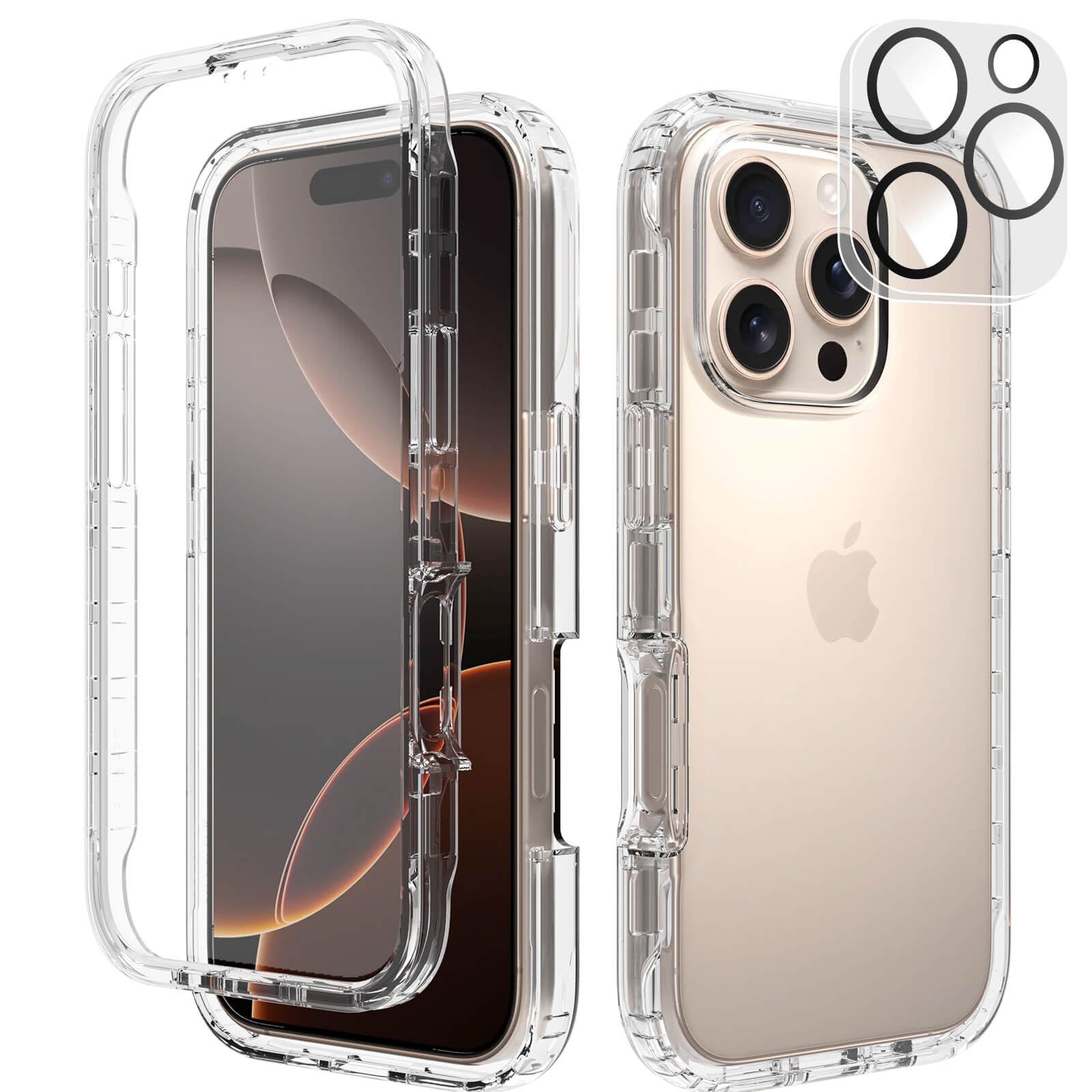 Leedia Designed for iPhone 16 Pro Case, Full Body Shockproof Protective Case, with Built-in Screen Protector, Anti-Scratch 360° Clear Front Back Cover, Compatible with iPhone 16 Pro 6.3"
