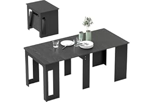 HOMCOM Extendable Dining Table, Expandable Kitchen Table for Small Spaces, Seats up to 6 People, Distressed Black
