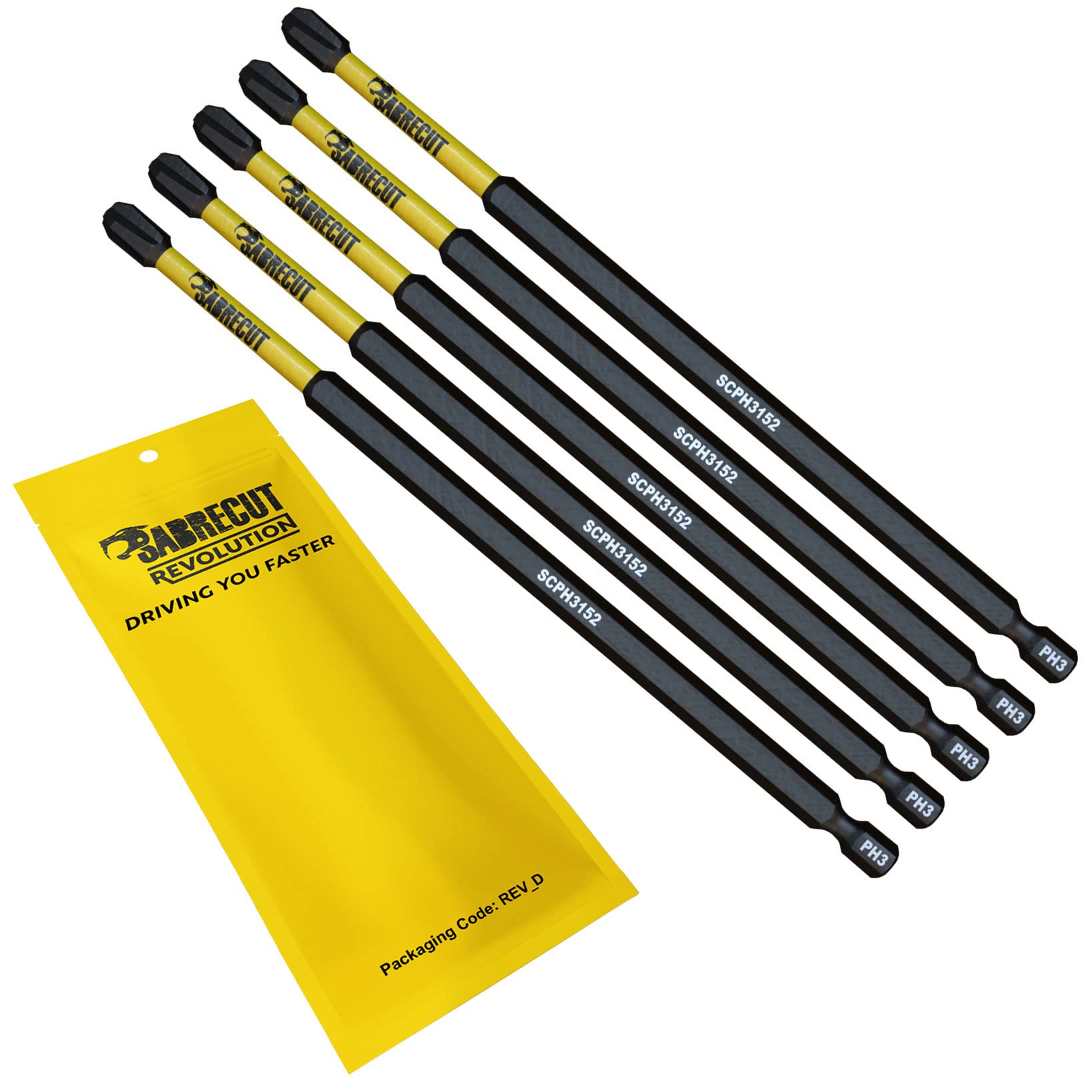 5 x SabreCut SCPH3152_5 152mm PH3 Magnetic Impact Screwdriver Driver Bits Set Phillips Heavy Duty