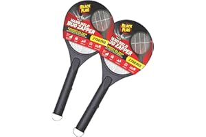 Black Flag 2-Pack Electric Bug Zapper Rackets – Mosquito & Fly Swatter, Battery Operated (Black)