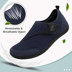 LeIsfIt Mens Wide Toe Box Shoes Adjustable Diabetic