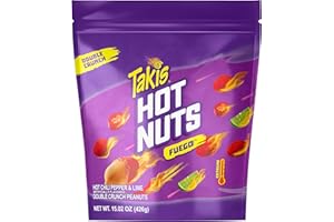 Takis Fuego Hot Nuts 15.02 oz Sharing Size Resealable Bag, Hot Chili Pepper & Lime Flavored Extreme Spicy Double-Crunch Peanuts