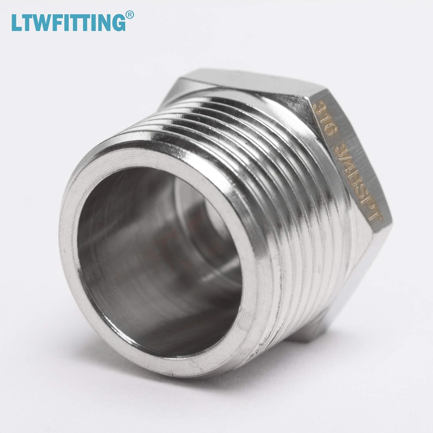 LTWFITTING Stainless Steel 316 Pipe Hex Head Plug Fitting 3/4-Inch Male BSPT Air Fuel Boat (Pack of 5) - Image 5