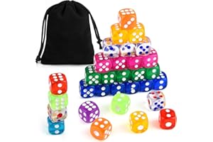 FEPITO 100 Pieces 6 Sided Game Dice Set Dice with a Pouch for Casino and Teach Math (12mm, 10 Colors)