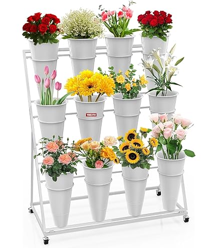 Amazon.com: Flower Display Stand with 12Pcs Buckets, Flower Cart