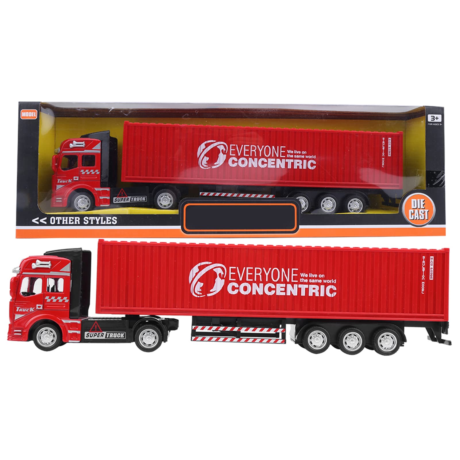 Container Truck Model, Alloy Construction with Highly Detailed Simulation Design, Vehicle Model, 31x8x5cm (1:48 Scale), Electric Voice Function for Kids, Collectors, and Playtime Scenarios