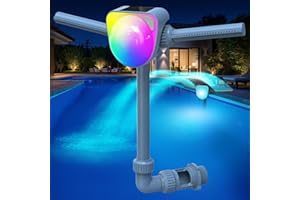 KSHEAT Pool Fountain for Above and Inground Pools, 2 in 1 Solar Pool Fountain with 7 Color LED Lights and Dynamic Mode, 360° Adjustable Dual Spray Pool Waterfall Aerator Pool Sprinkler Fountains