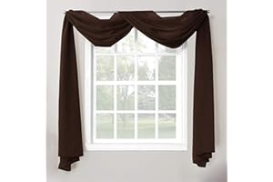 Decotex 1 Piece Sheer Voile Home Decor Fully Hemmed Scarf Valance Swag Topper (54" X 216", Chocolate)