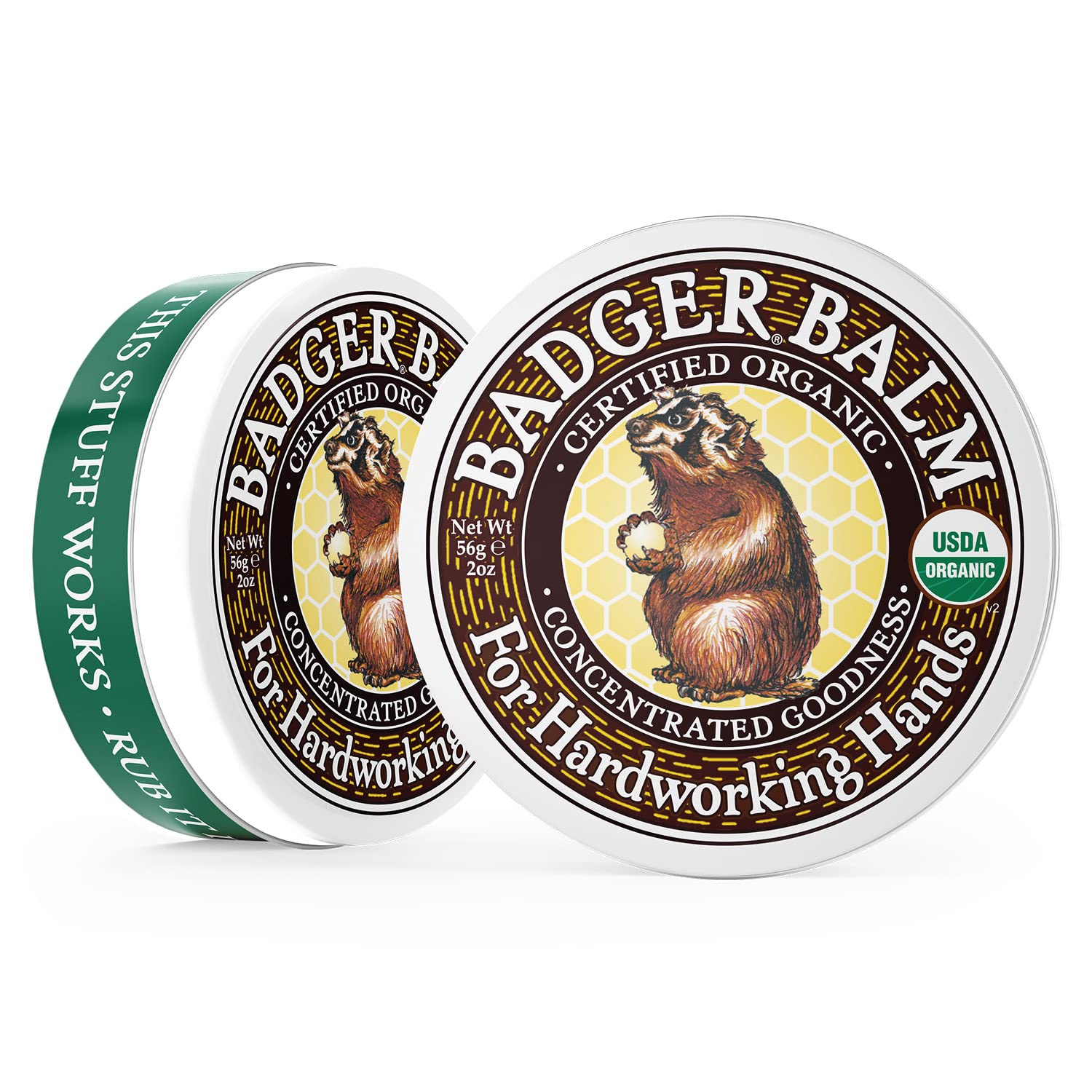 Badger Healing Balm, Hard Working Hands Cream, Organic Hand Cream for Dry Cracked Hands, Long Lasting Hand Moisturizer/Dry Hands Treatment, 2 oz Tin