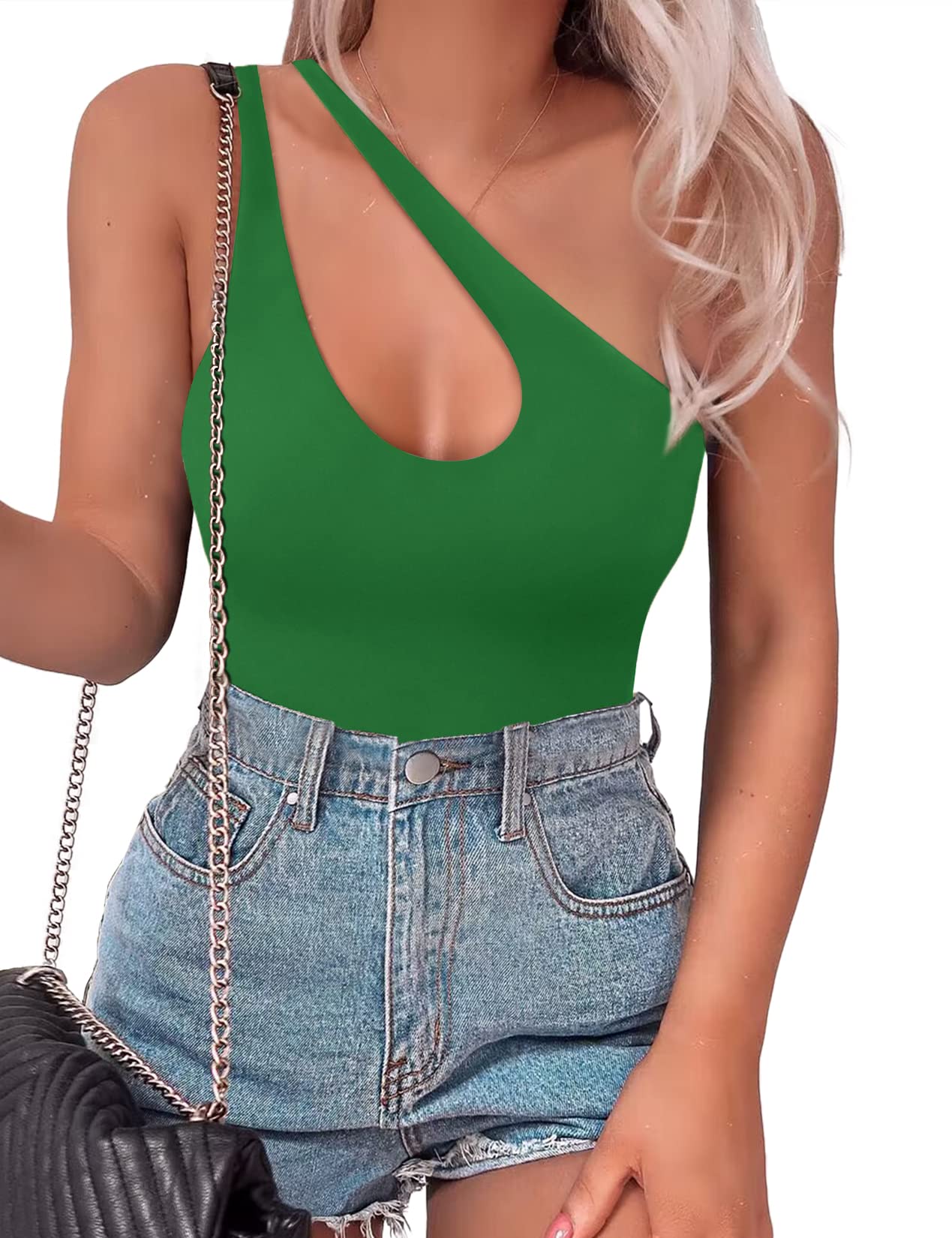 SAUNGKUAI Women's Sexy One Shoulder Sleeveless