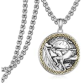 Tiaxiemo Greek Necklace 925 Sterling Sliver Sisyphus Necklace Greek Mythology Jewelry Gifts for Men