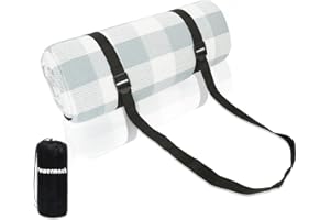 Powermach 59”x 79”,79”x 79”,Extra Large 79”x 118”,118”x 118” Fringe Tassels Plaid Picnic Blanket - Waterproof, Foldable,Perfect for Camping, Park, Beach