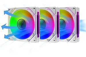 PANO-MOUNTS 120mm ARGB Fan Infinity Mirror Reverse Airflow 5V 3Pin Addressable RGB PWM PC Computer Water Cooler CPU Case Fan 600-1800RPM White 3-Pack