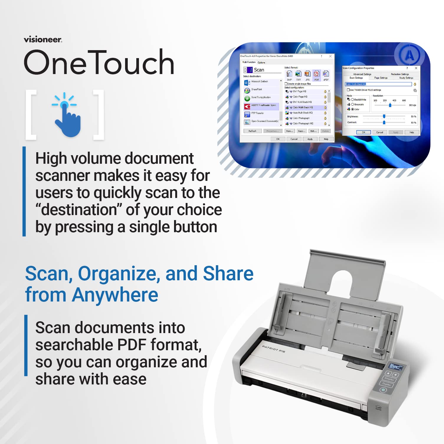 Visioneer Patriot P15 Portable Document Scanner