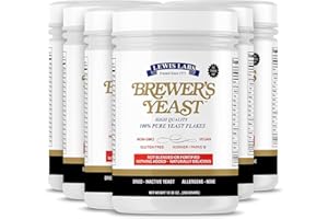 LEWIS LABS Brewers Yeast Flakes for Lactation Cookies, Breastfeeding Supplement to Boost Mother's Milk (6 Pack) - Non Fortified, Unsweetened - Kosher, Gluten Free, Non GMO, Vegan, Plant Based Protein Powder