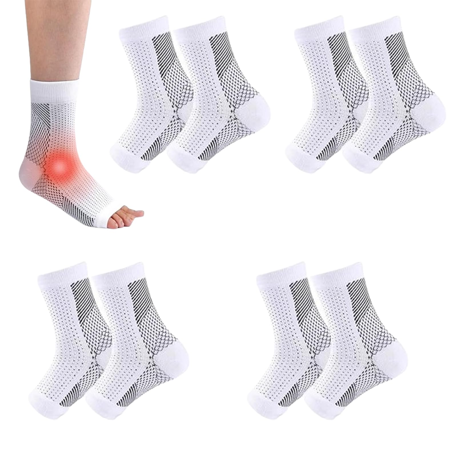 Soothrelieve 4 Pairs Ankle Compression Socks for Women & Men - Neuropathy Pain Relief Support Brace for Feet