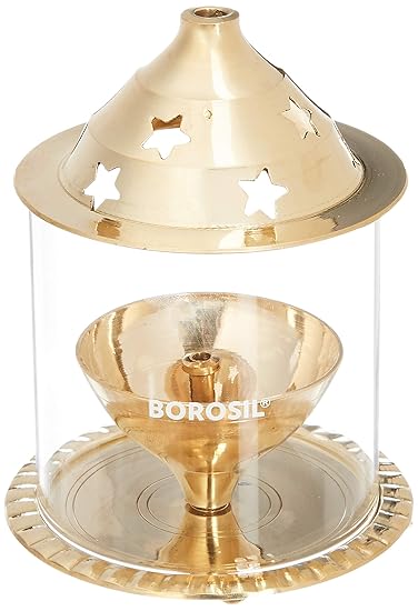 Borosil Akhand Diya (Medium, Brass)