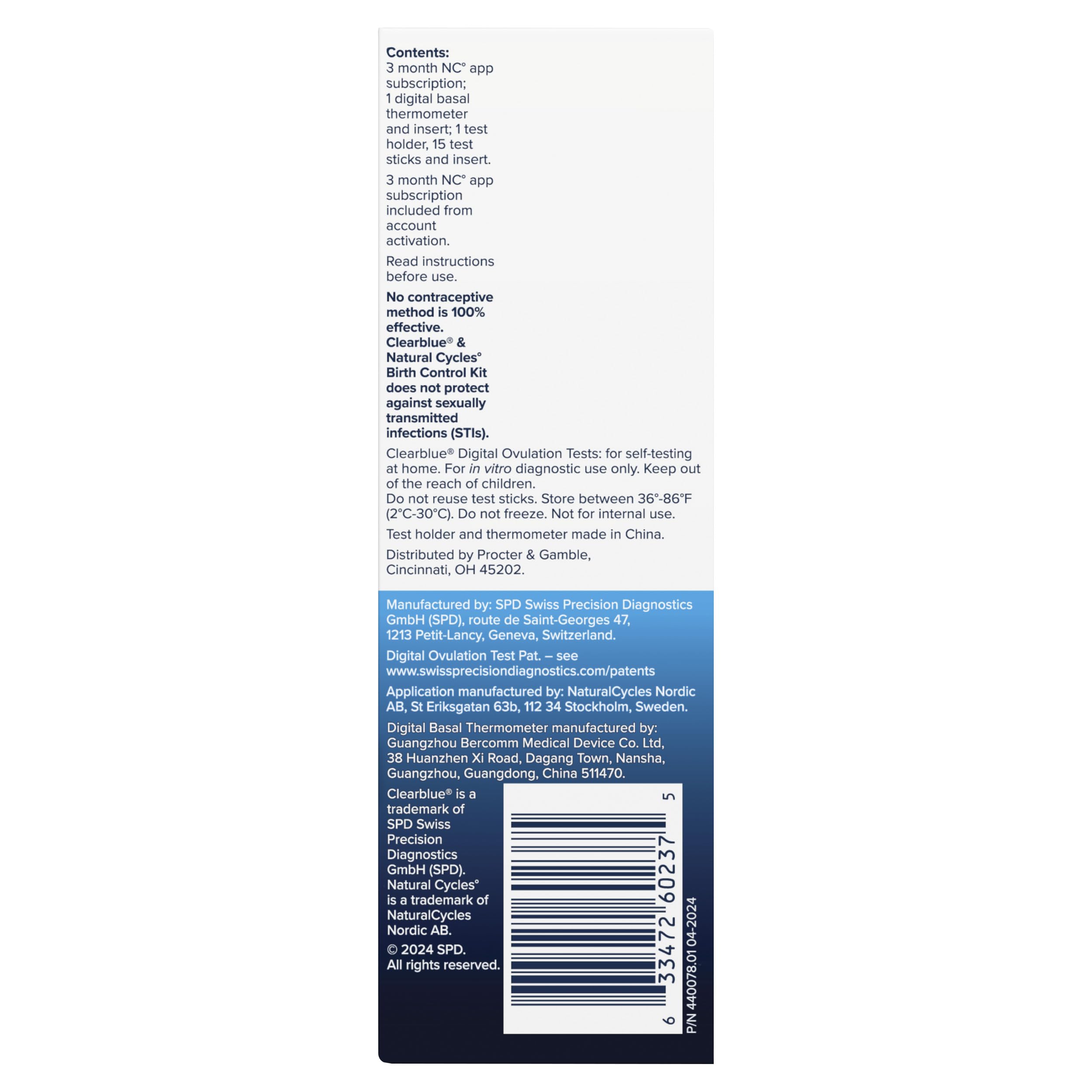 Clearblue & Natural Cycles Hormone-Free Birth Control Kit Starter Pack, 3 Month Subscription to The Natural Cycles app, 15 Digital Ovulation Tests, 1 Digital Basal Thermometer