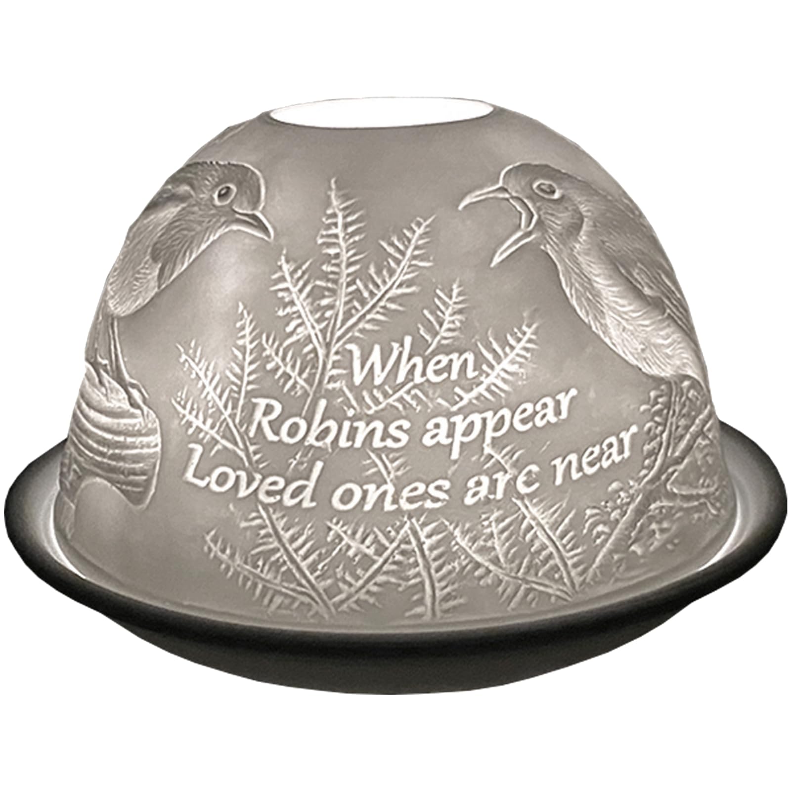 Cello Porcelain Tealight Holder Dome – Robin Design with 3D Image Projection Loving Message Candle Holder for Wax Melts Tealights Electric Candle Heater Oil Burner for Home Decor