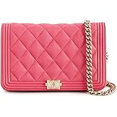 CHANEL Women's Pre-Loved Chanel Pink Caviar Boy Wallet On Chain, Pink, One Size