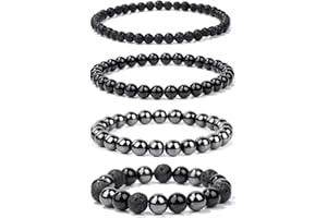 Vinswet 4pcs Beaded Bracelets for Women,Natural Healing Crystal Gemstones Bracelet,Anxiety Stress Relief Bracelet Handmade purple Jewelry Gifts for Women