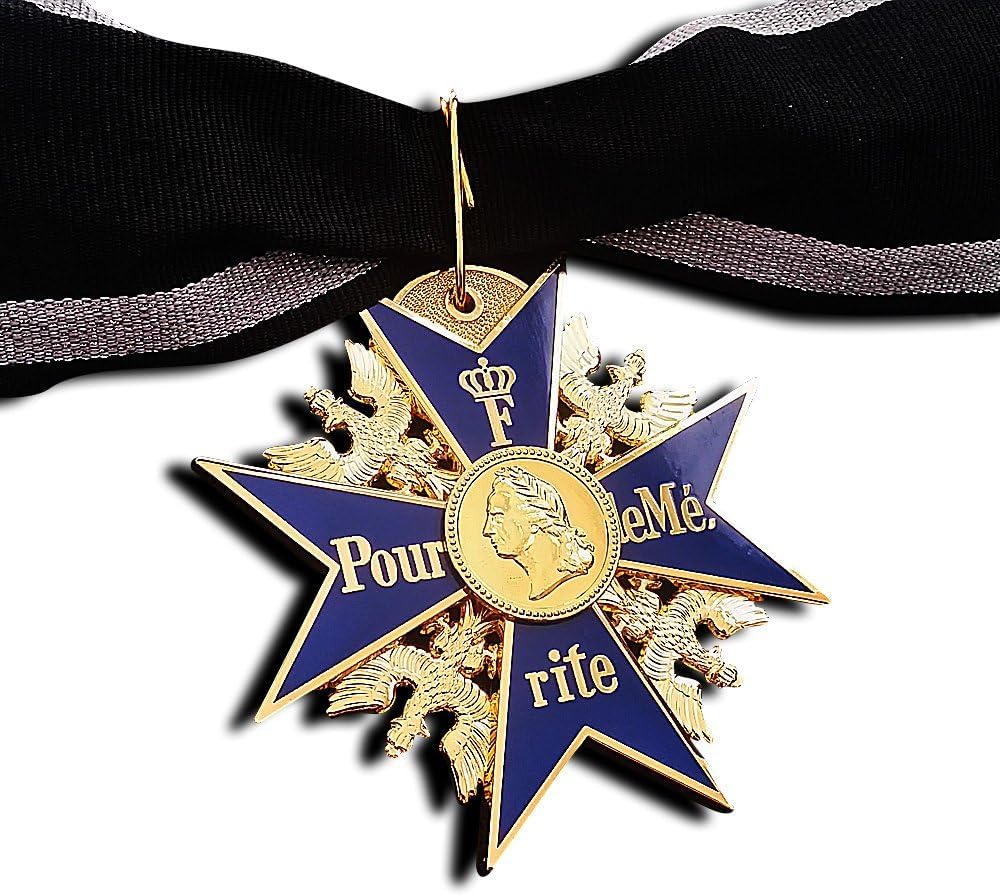 Gold GRAND Pour Le Merite 24k Plated Cross Medal Blue Max Highest Honor Repro