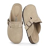 Dumalum Clogs for Women Mens Suede Leather Slip on